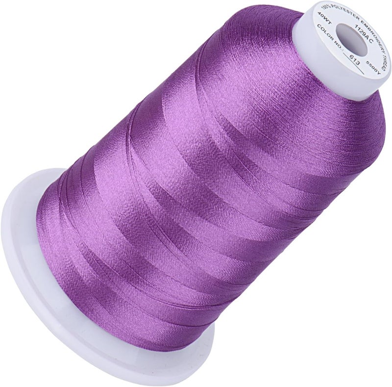 simthread 5500Yds Embroidery Thread, 5000M High-Yardage 40WT 100% Polyester Thread – 170+ Vivid Colors, High-Speed Rated – Compatible with Brother, Singer, Janome & More - Violet 613 - Image 1